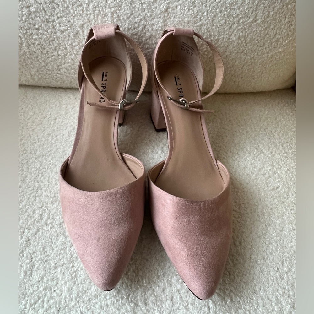 Call It Spring Pink Suede block heel